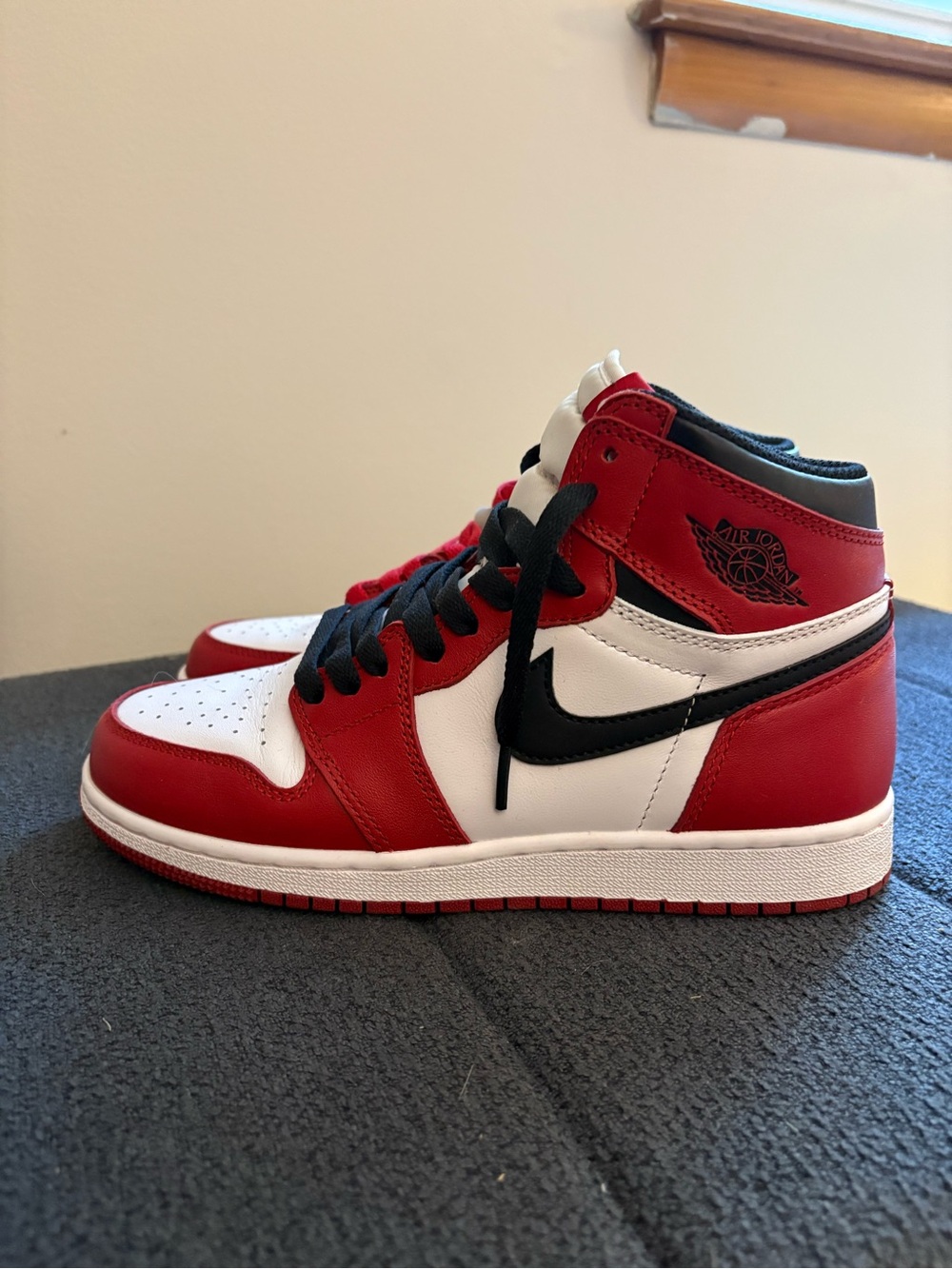 Jordan High-Top Sneakers in Red/White/Black